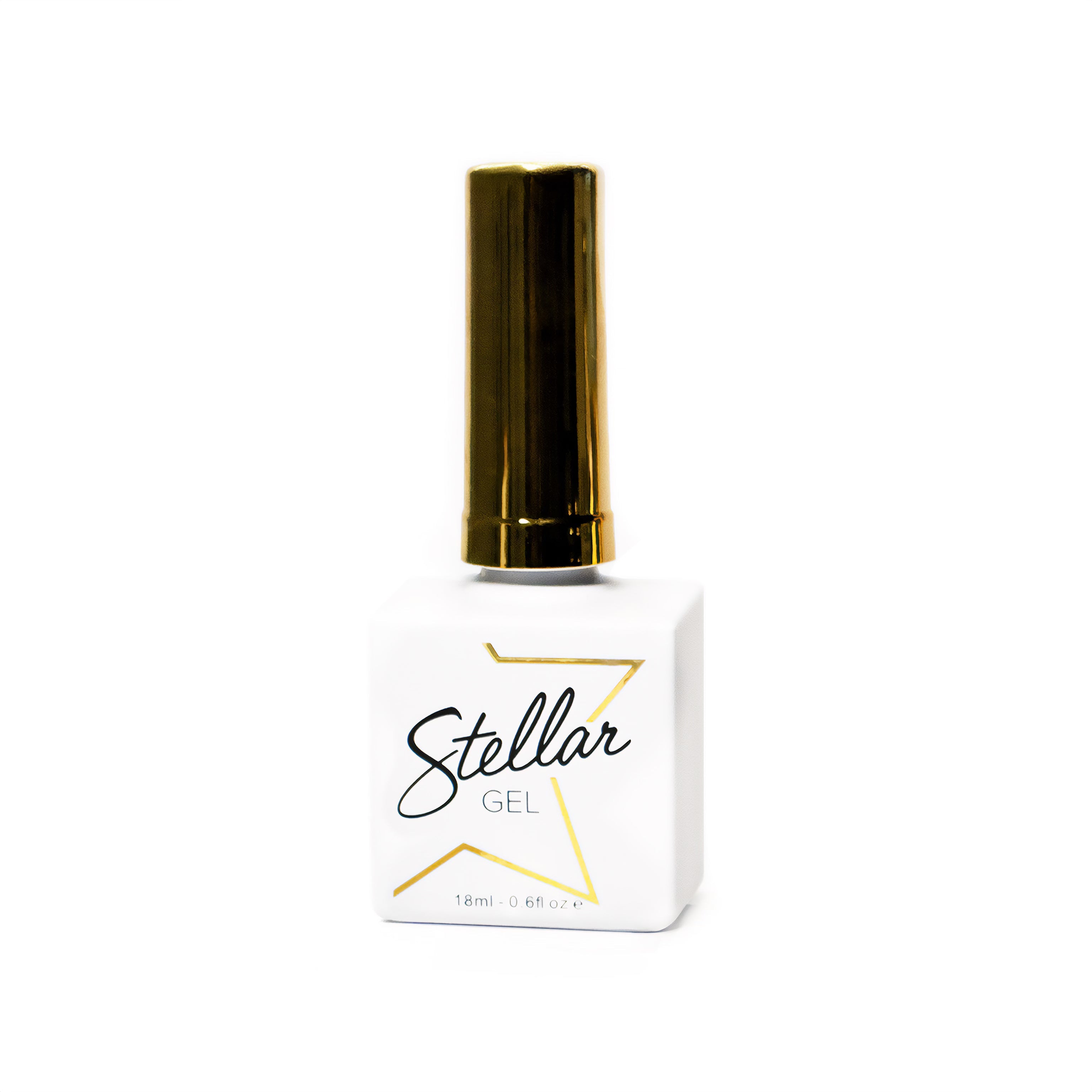Stellar Gel Stellar Shine Top 3-Free 18ml bottle with gold cap, HEMA-free no-wipe high-gloss gel top coat, made in USA